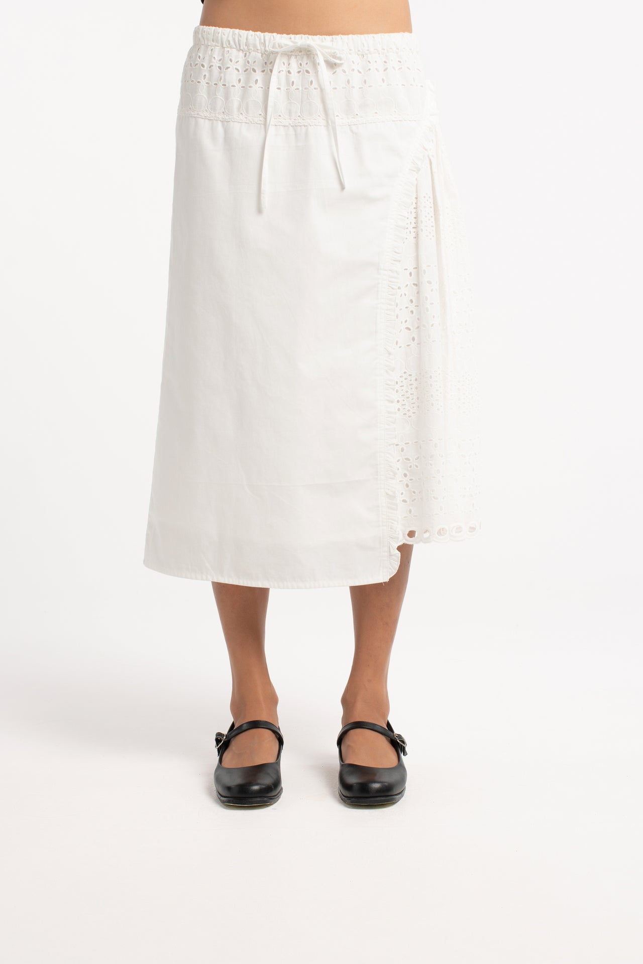 Cotton Anglaise Panel Skirt