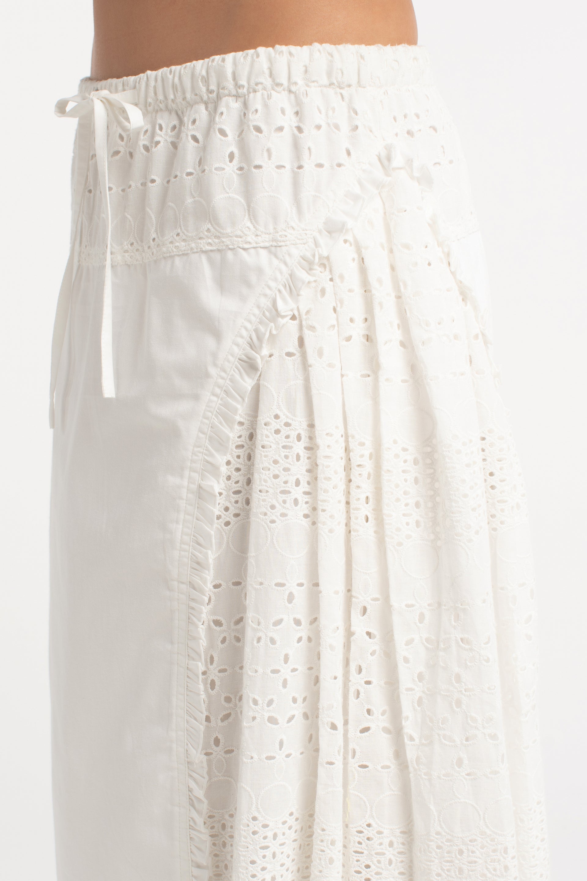 Cotton Anglaise Panel Skirt