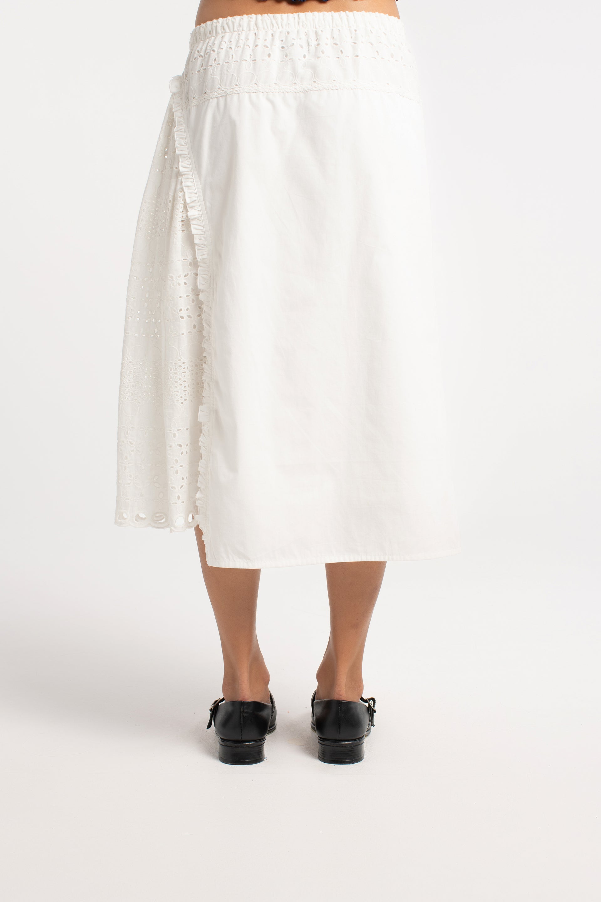 Cotton Anglaise Panel Skirt