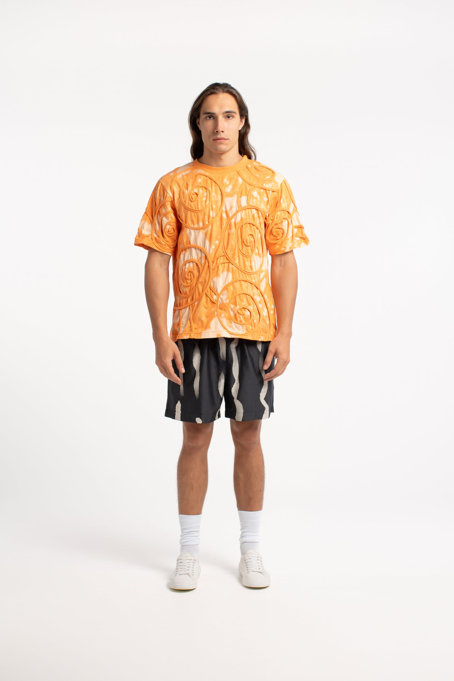 Tangerine Swirl Textured Oversized Tee