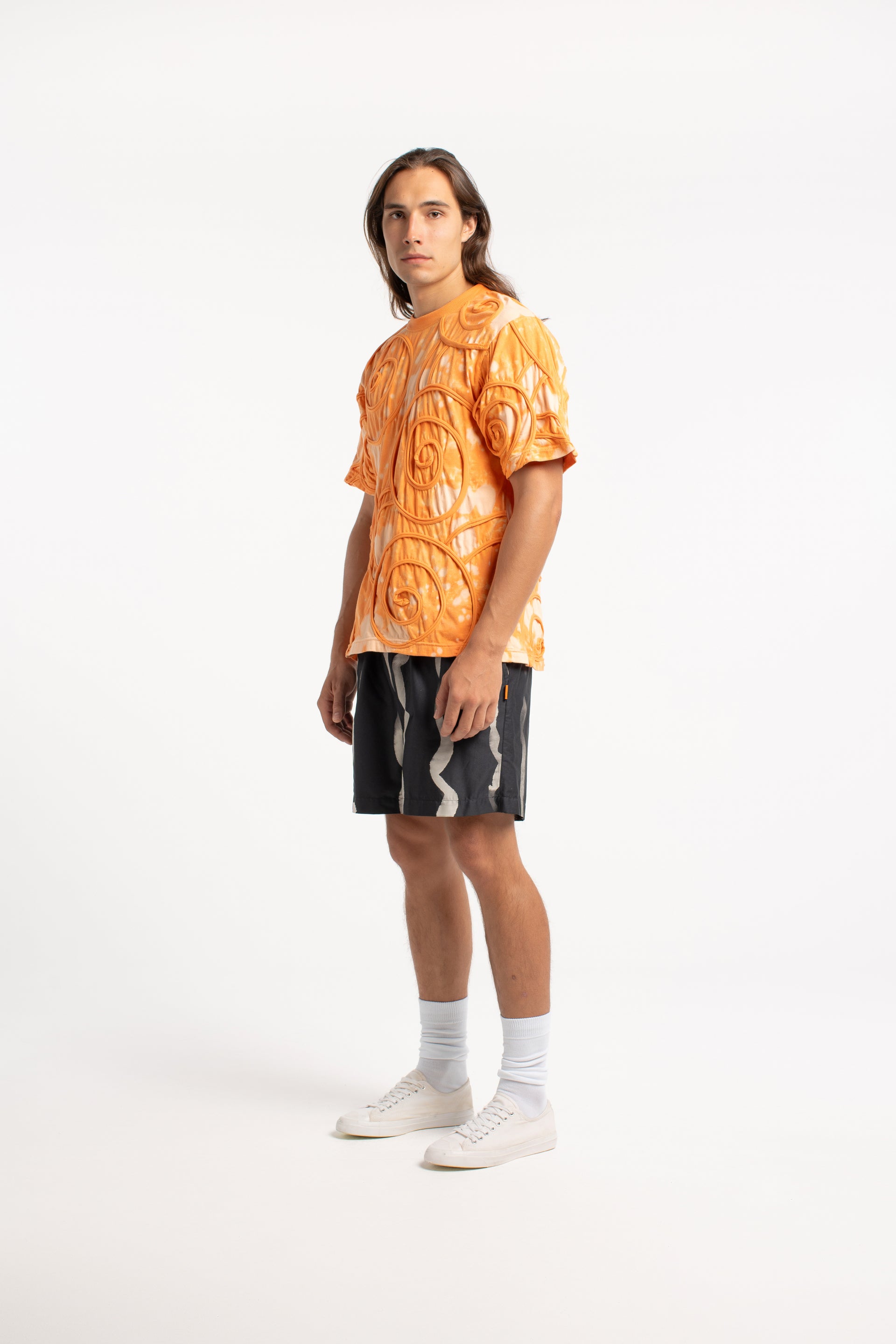 Tangerine Swirl Textured Oversized Tee