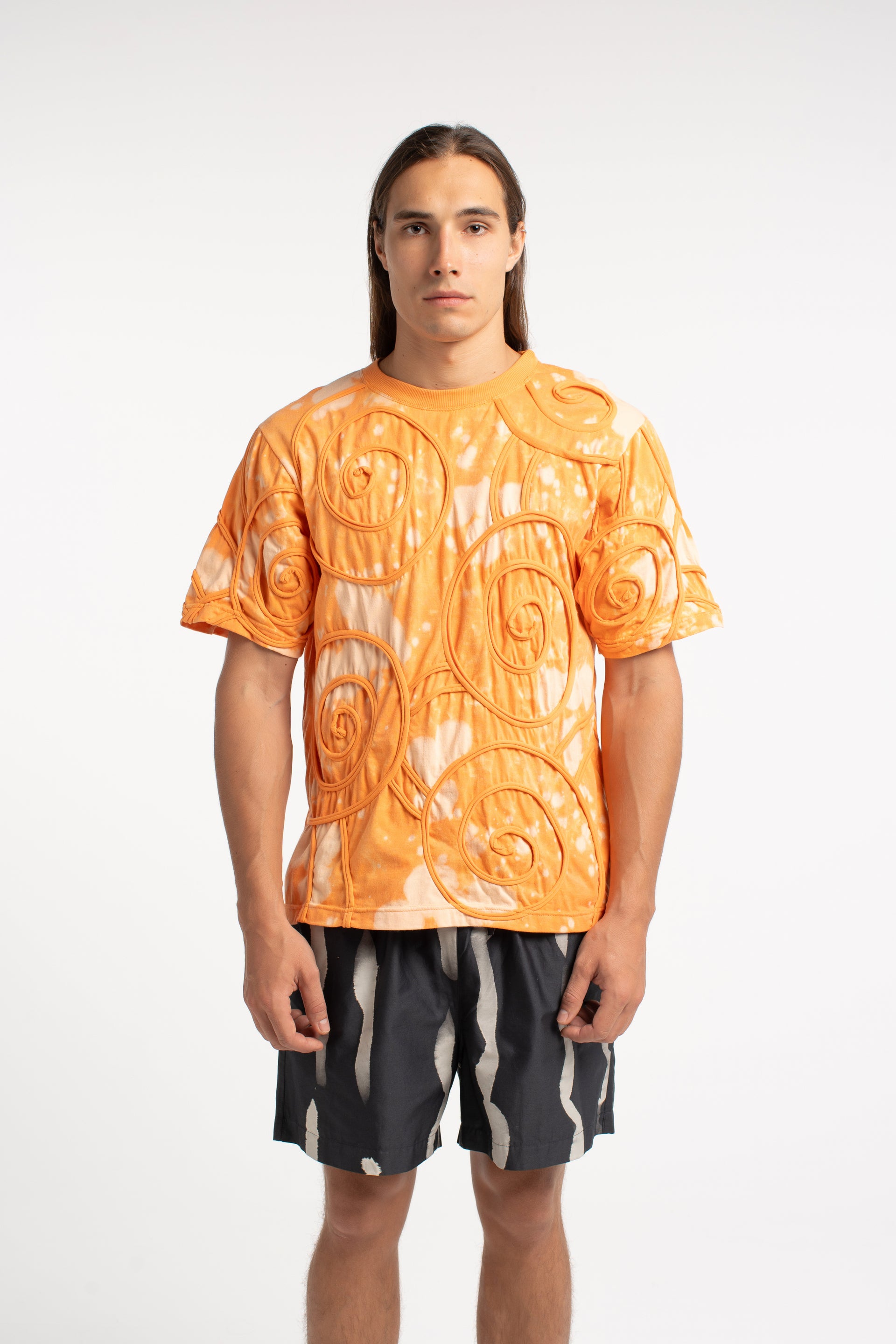 Tangerine Swirl Textured Oversized Tee