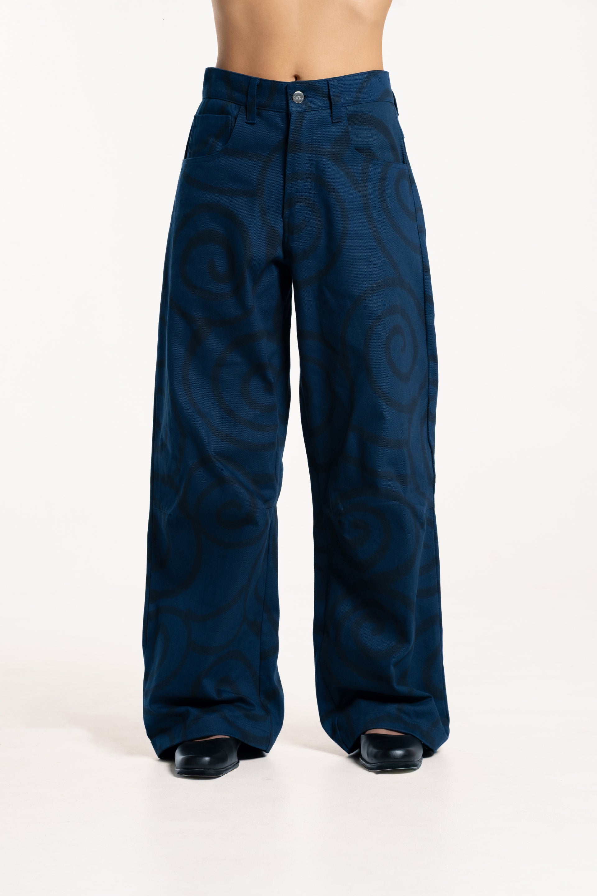 Midnight Swirl Wide Leg Denim Pants