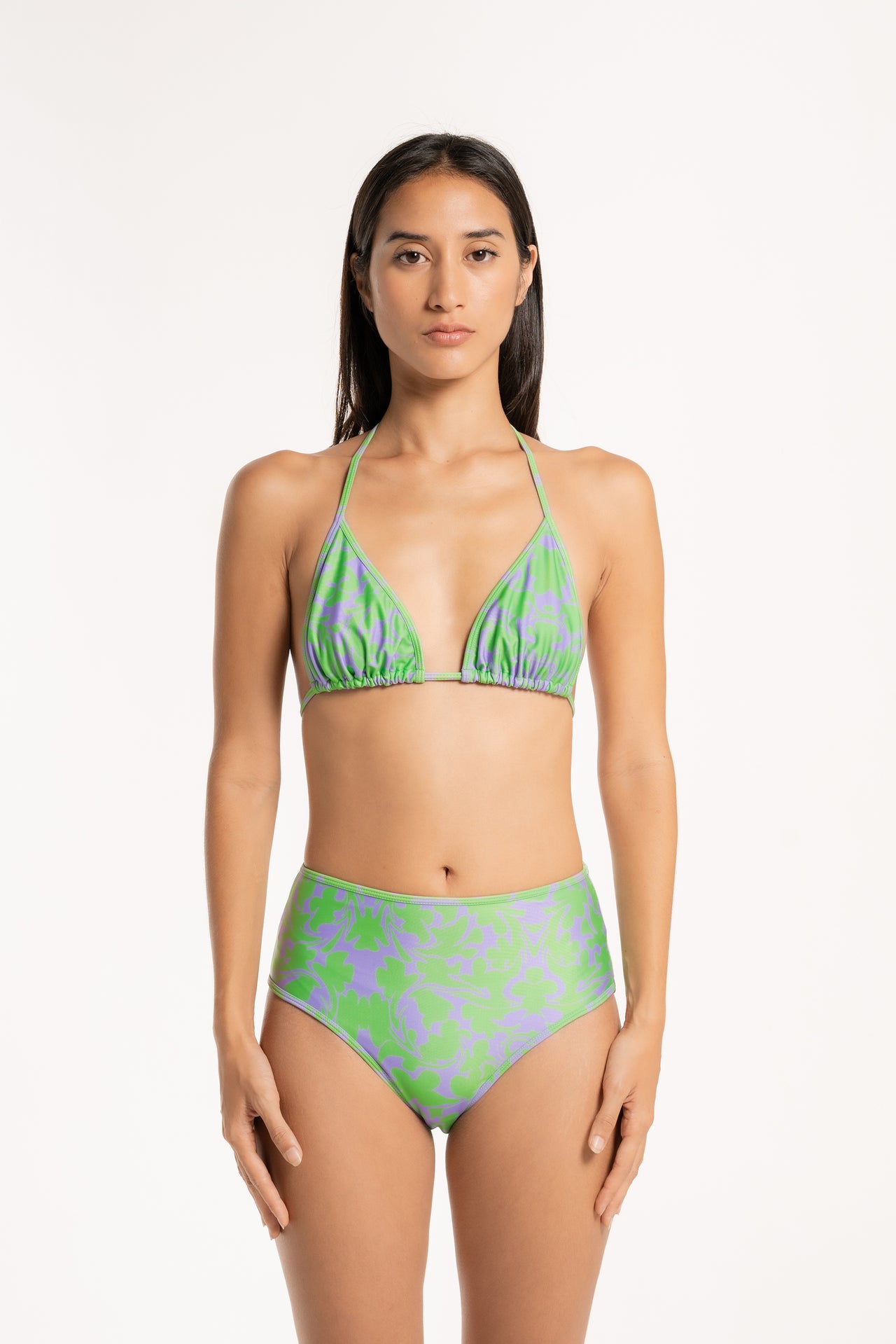 Acid Flower Triangle Bikini Top