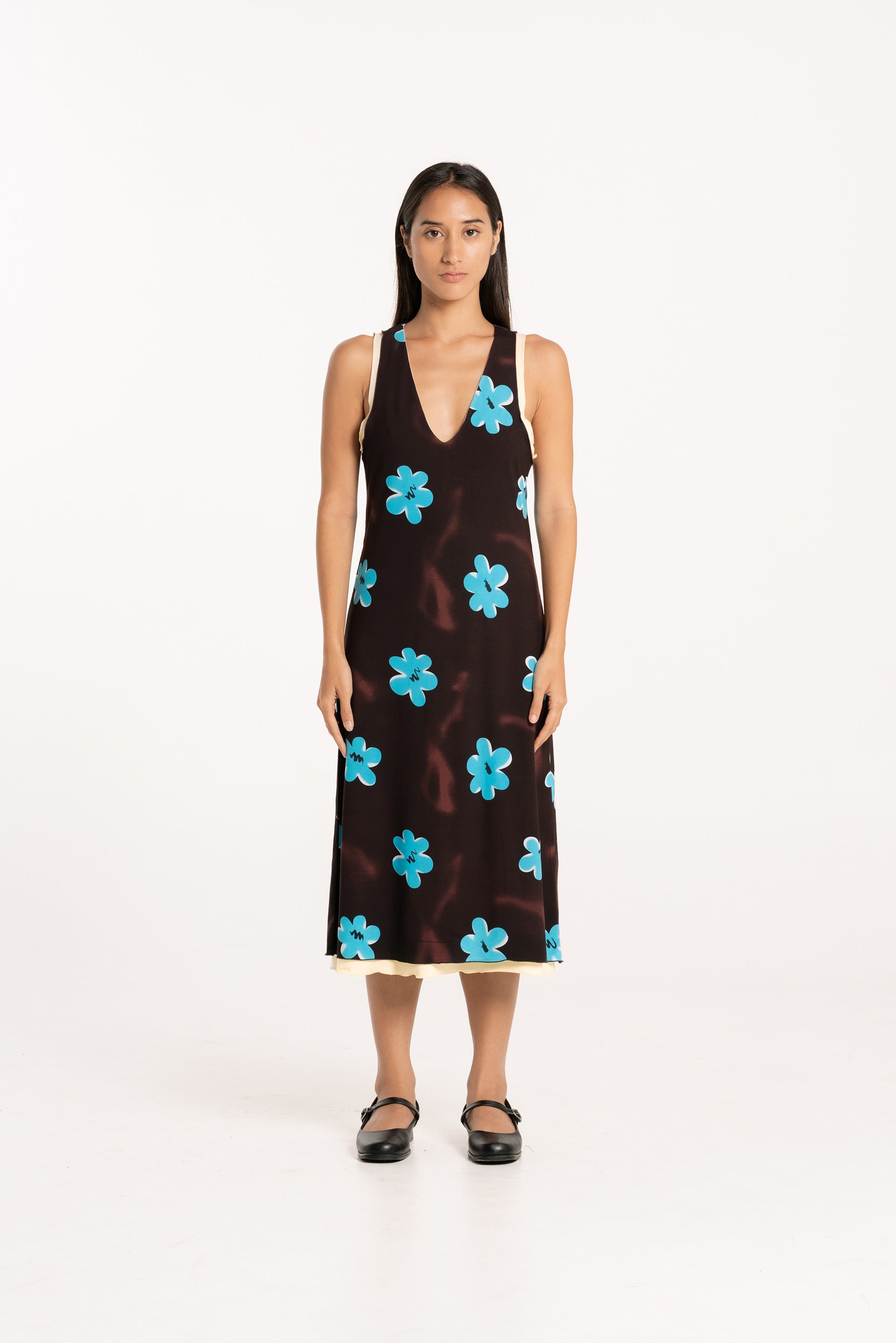 Cosmos Double Layer V Neck Dress