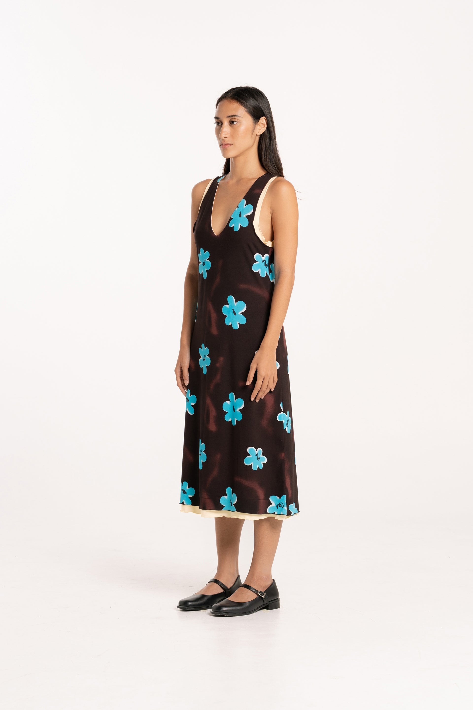 Cosmos Double Layer V Neck Dress