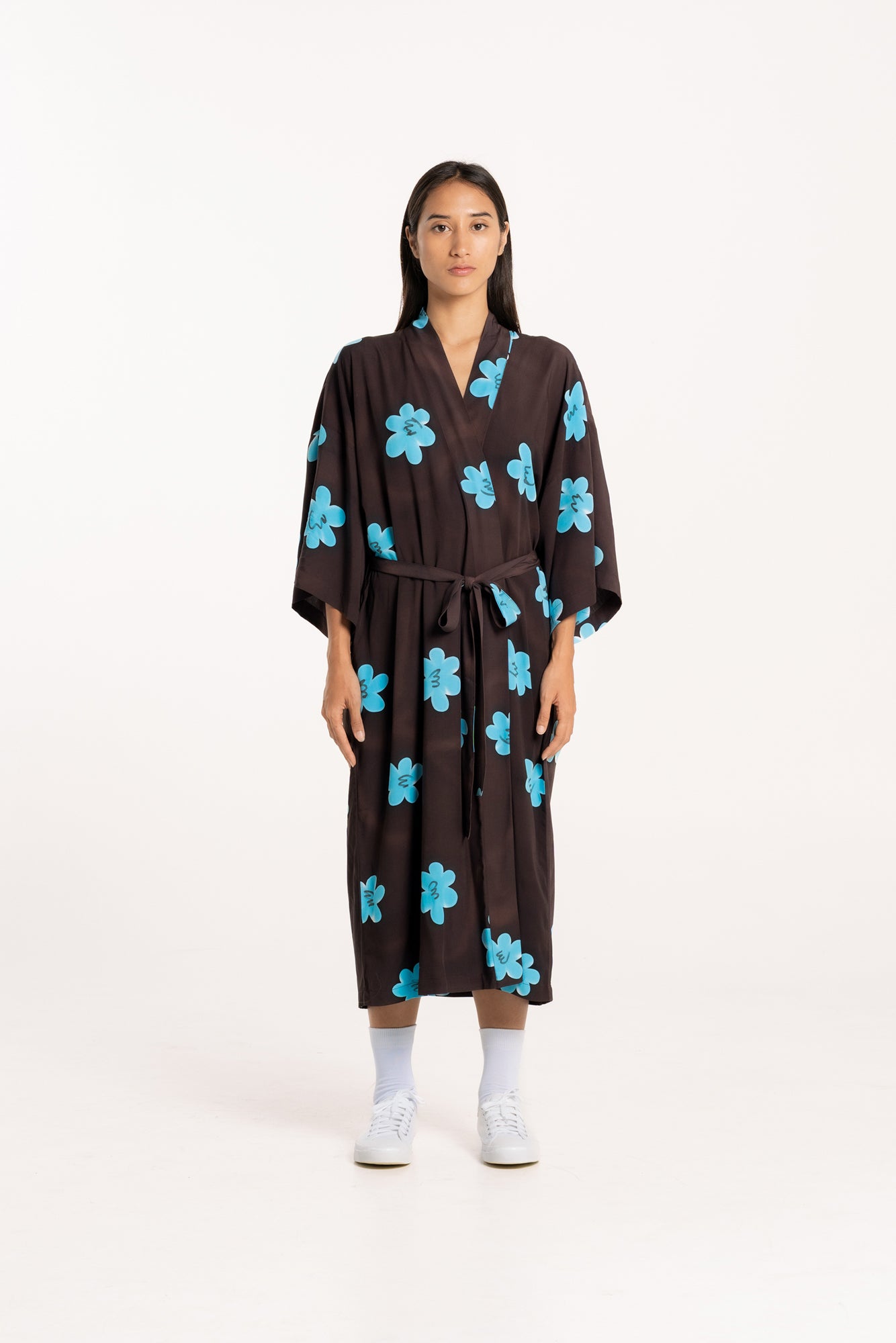 SUKU  / スクホーム | ROBE DRESS ガウン ロングカーディガン | S-M | ブルー系 | レディース SUKU HOME / スクホーム | ROBE DRESS ガウン ロングカーディガン