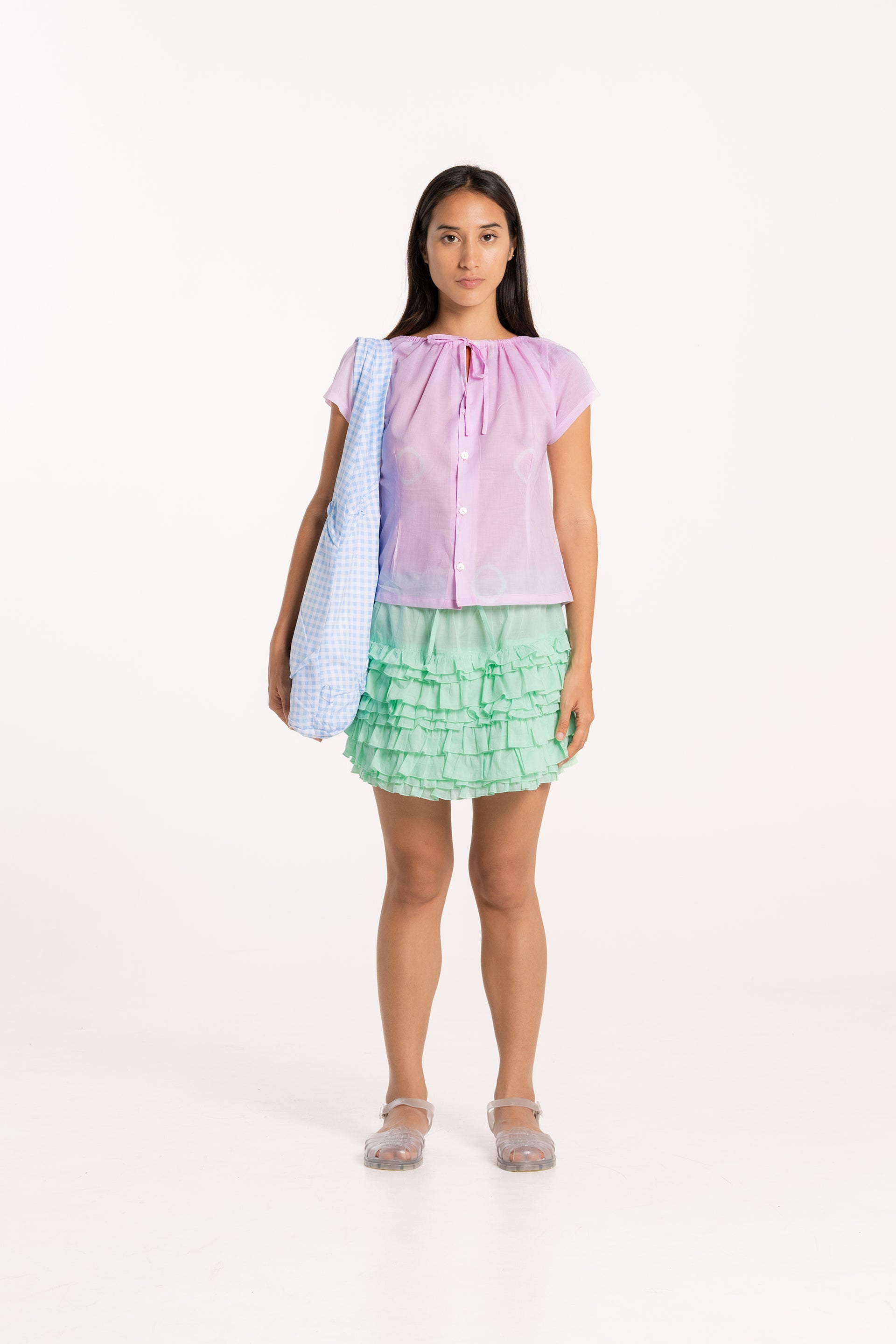 Check Pinch Shirred Bag