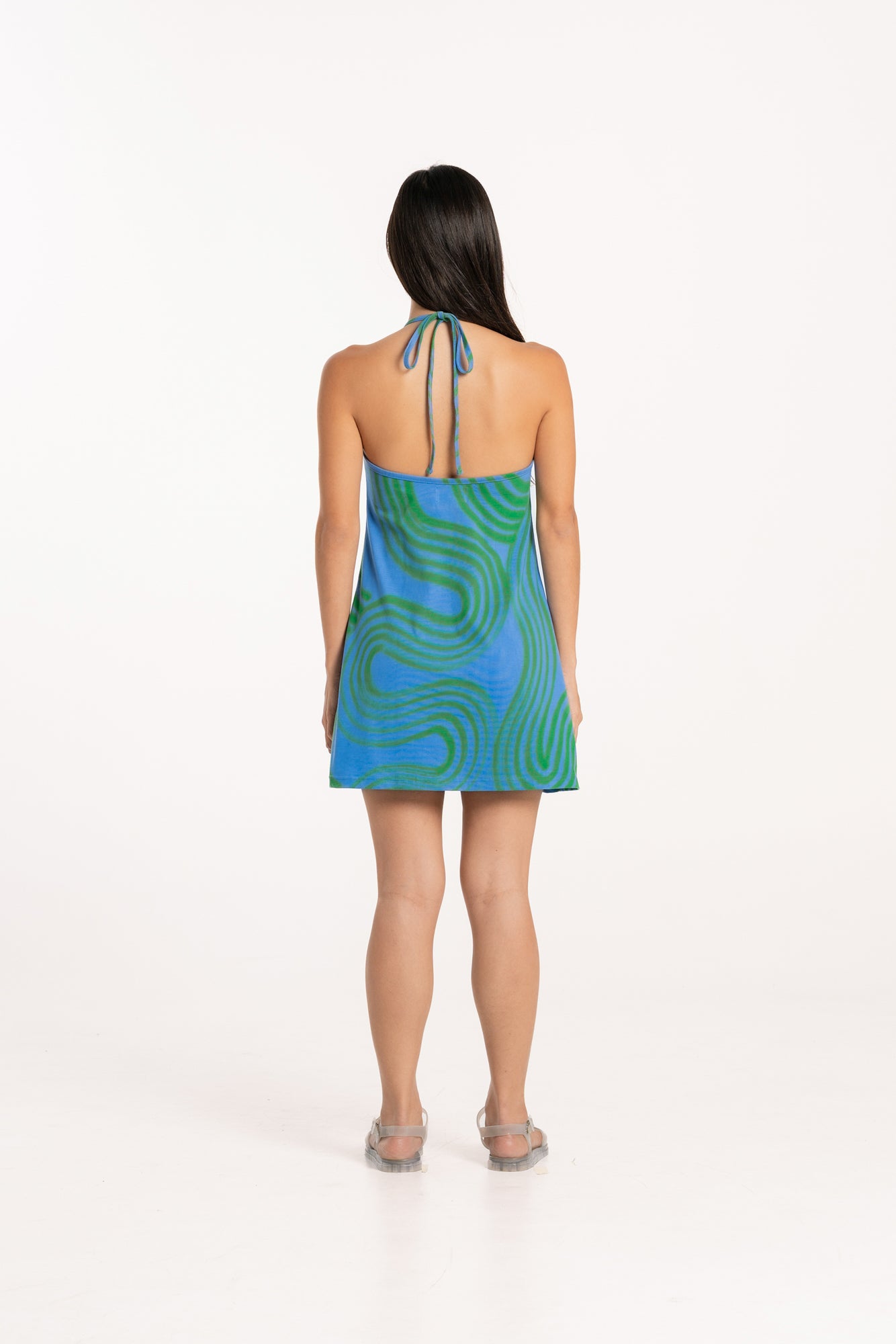 Ripple Keyhole Halter Dress