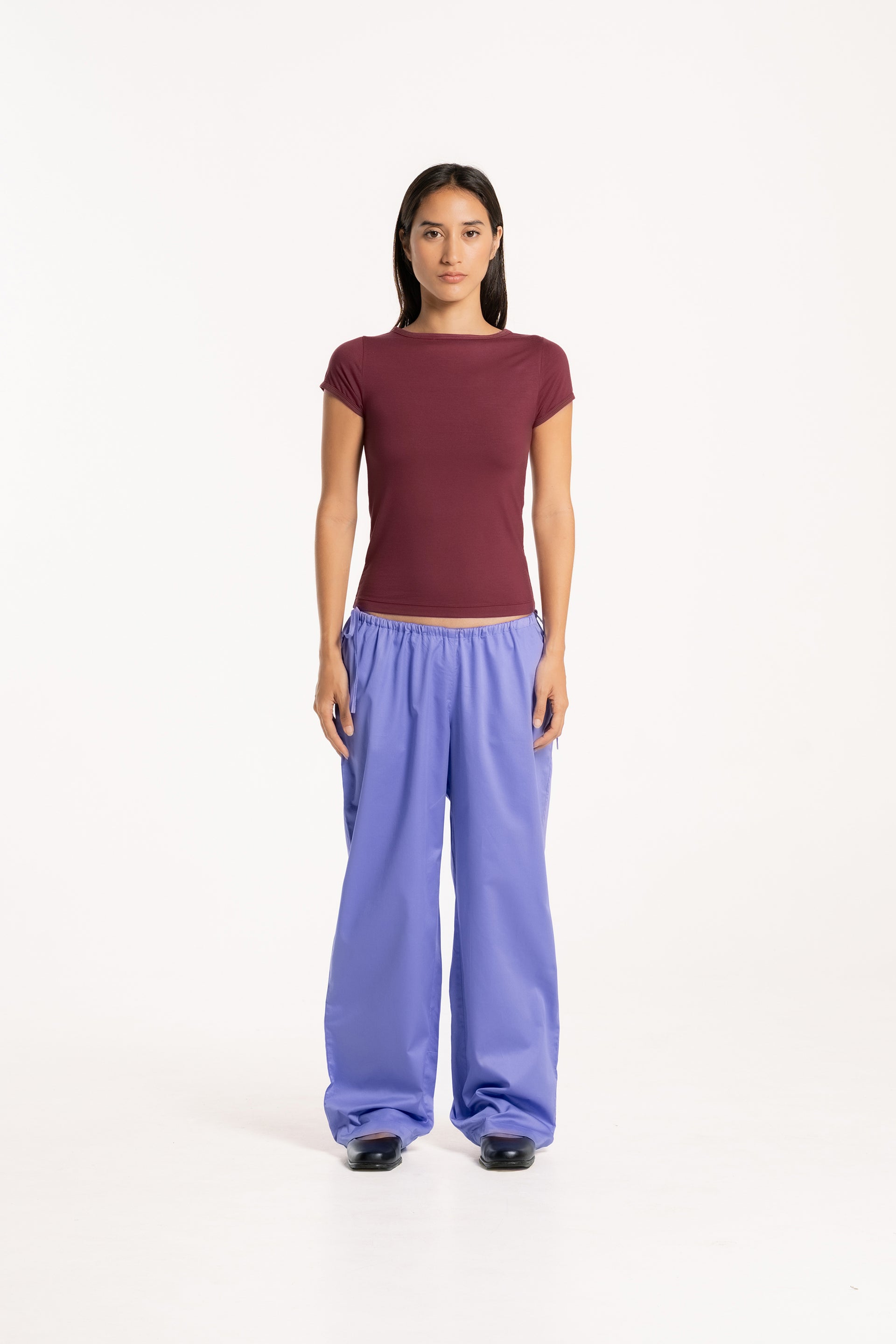 Maroon Sabrina Baby Tee