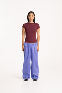 Maroon Sabrina Baby Tee