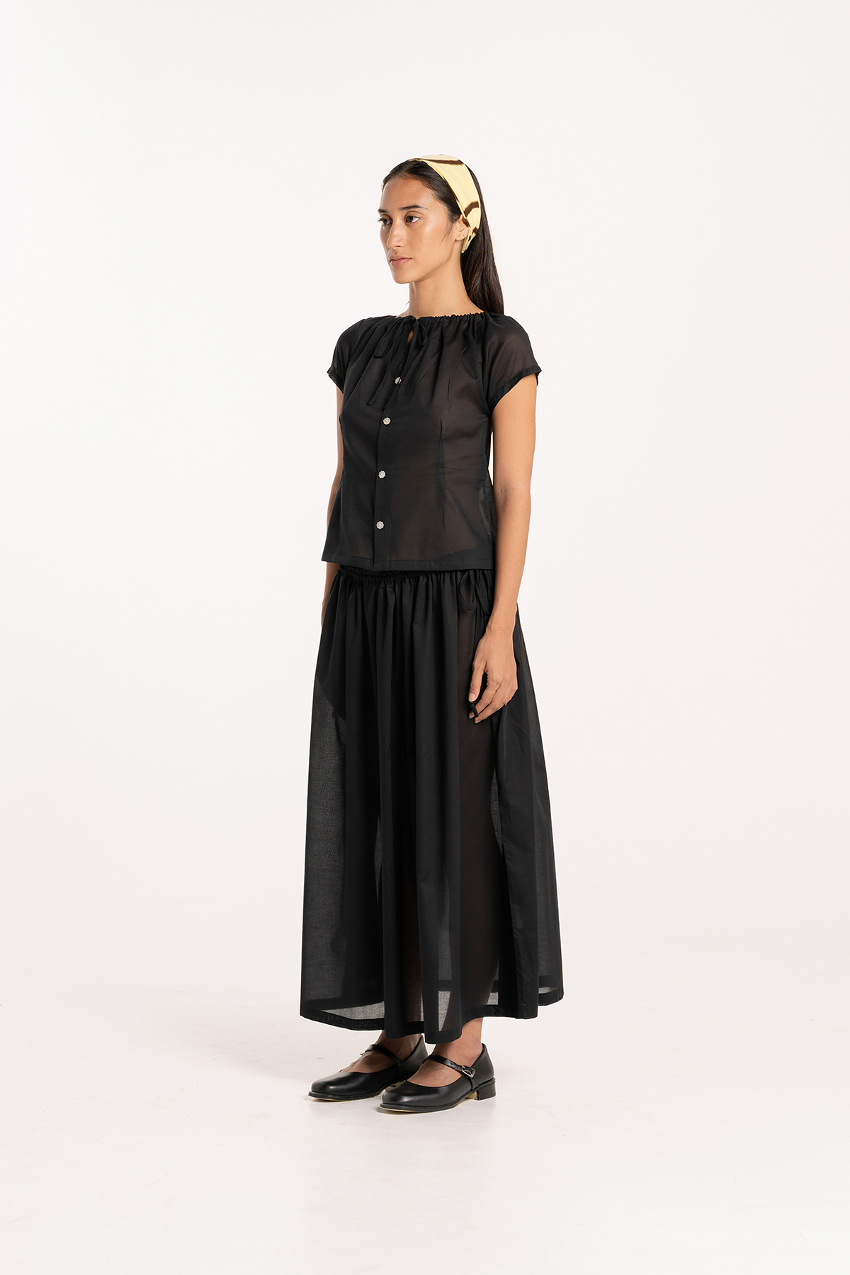 Ebony Keyhole Gathered Blouse