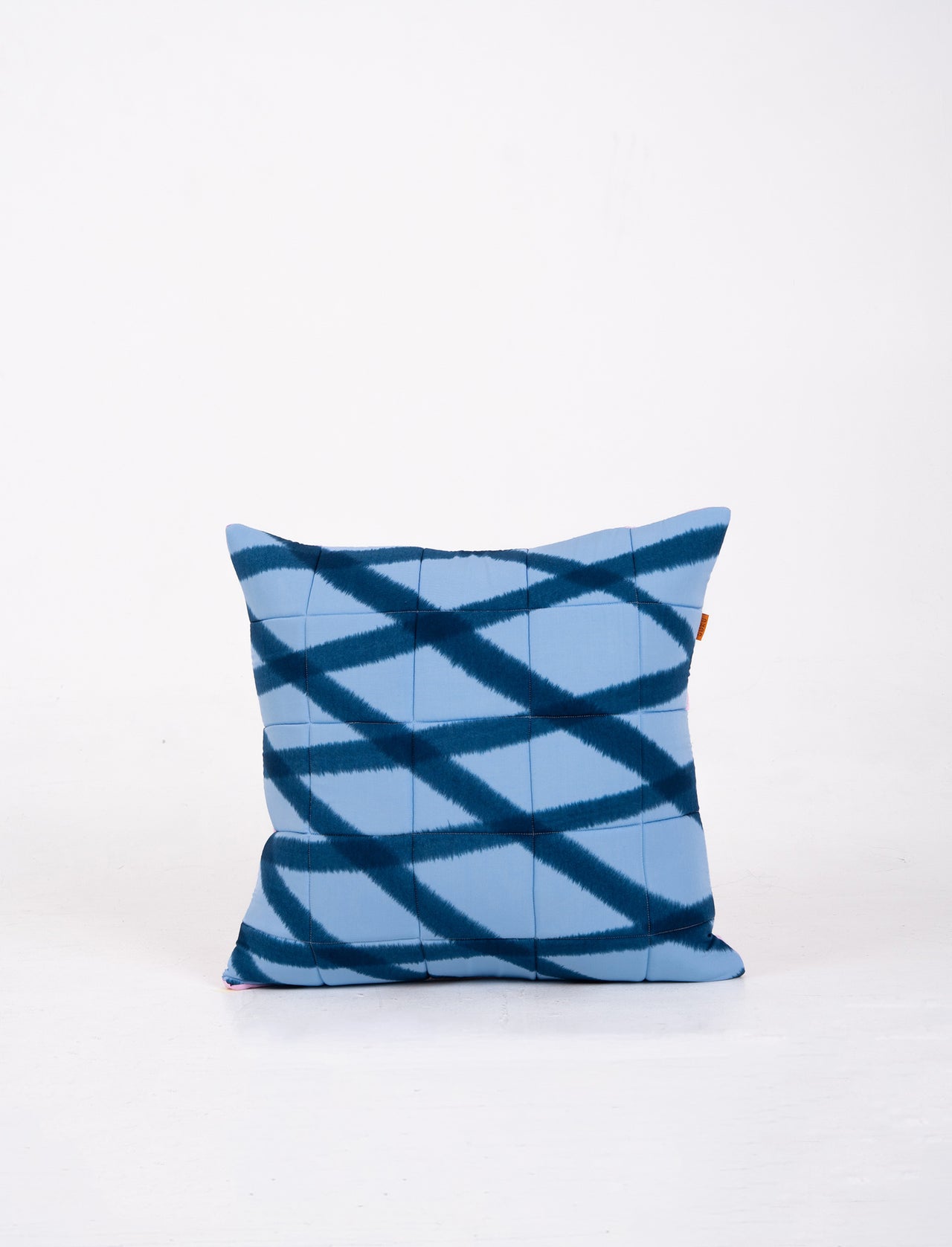 Blue Diamond Quilted Cushion Cover