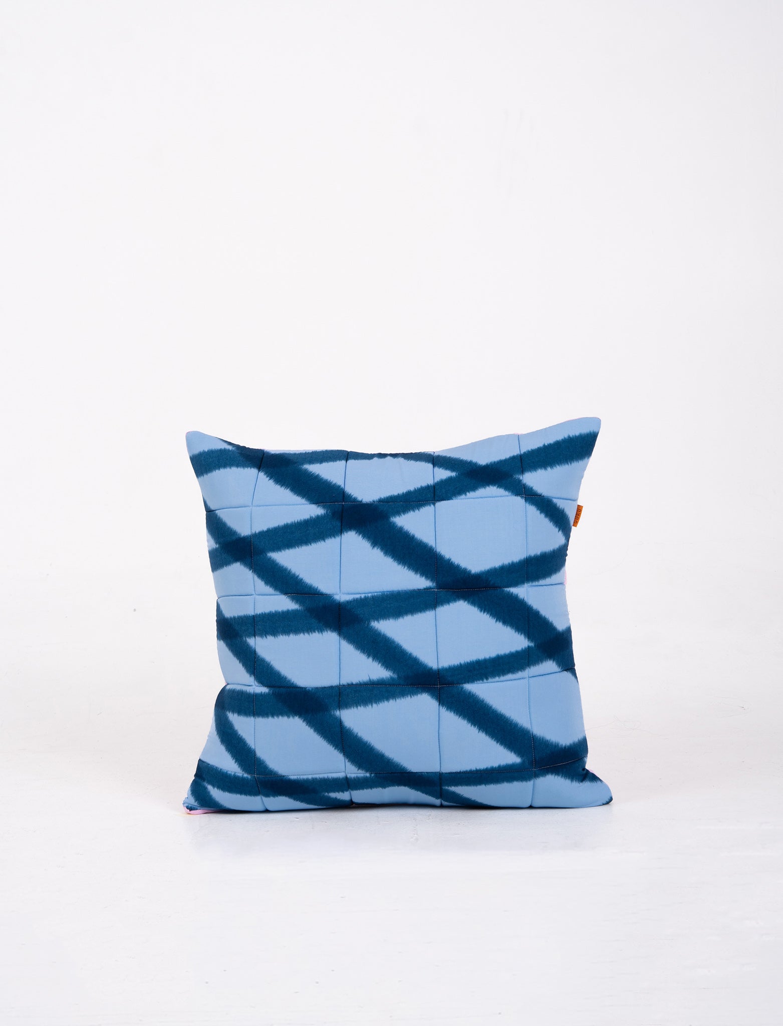 Blue Diamond Quilted Cushion Cover