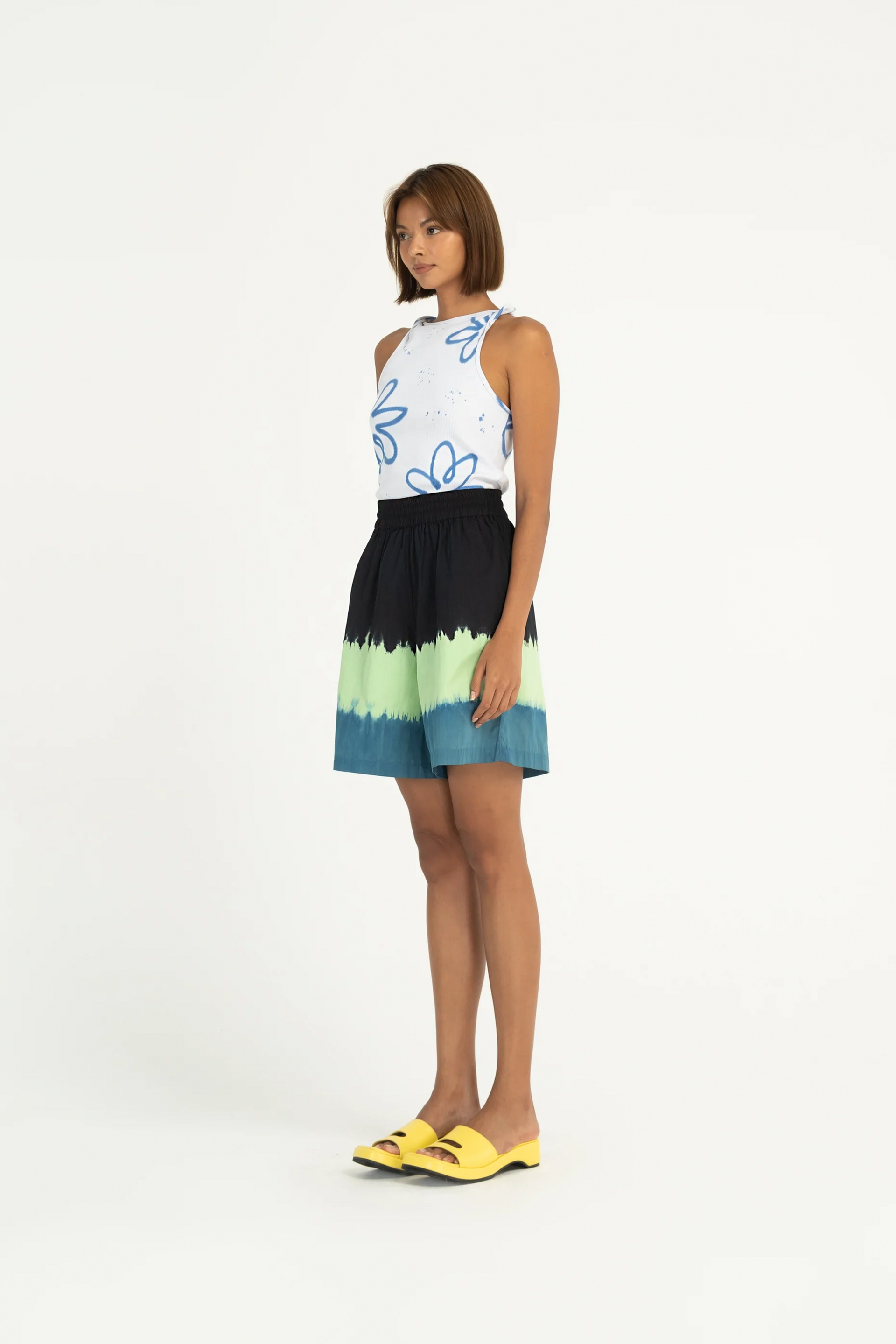 Blue Poppy Twist Tank Top