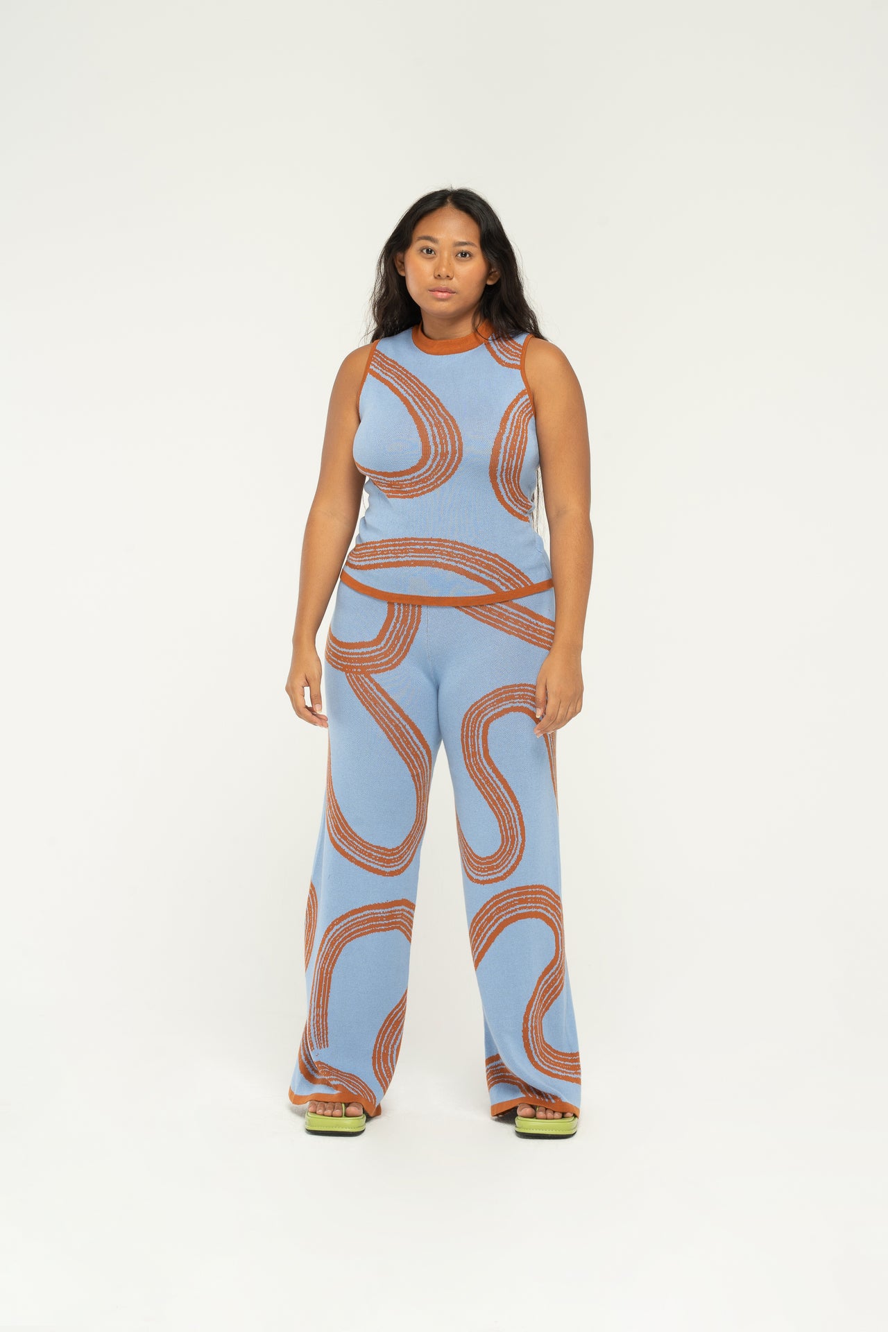 Blue Flux Knitted Long Pants