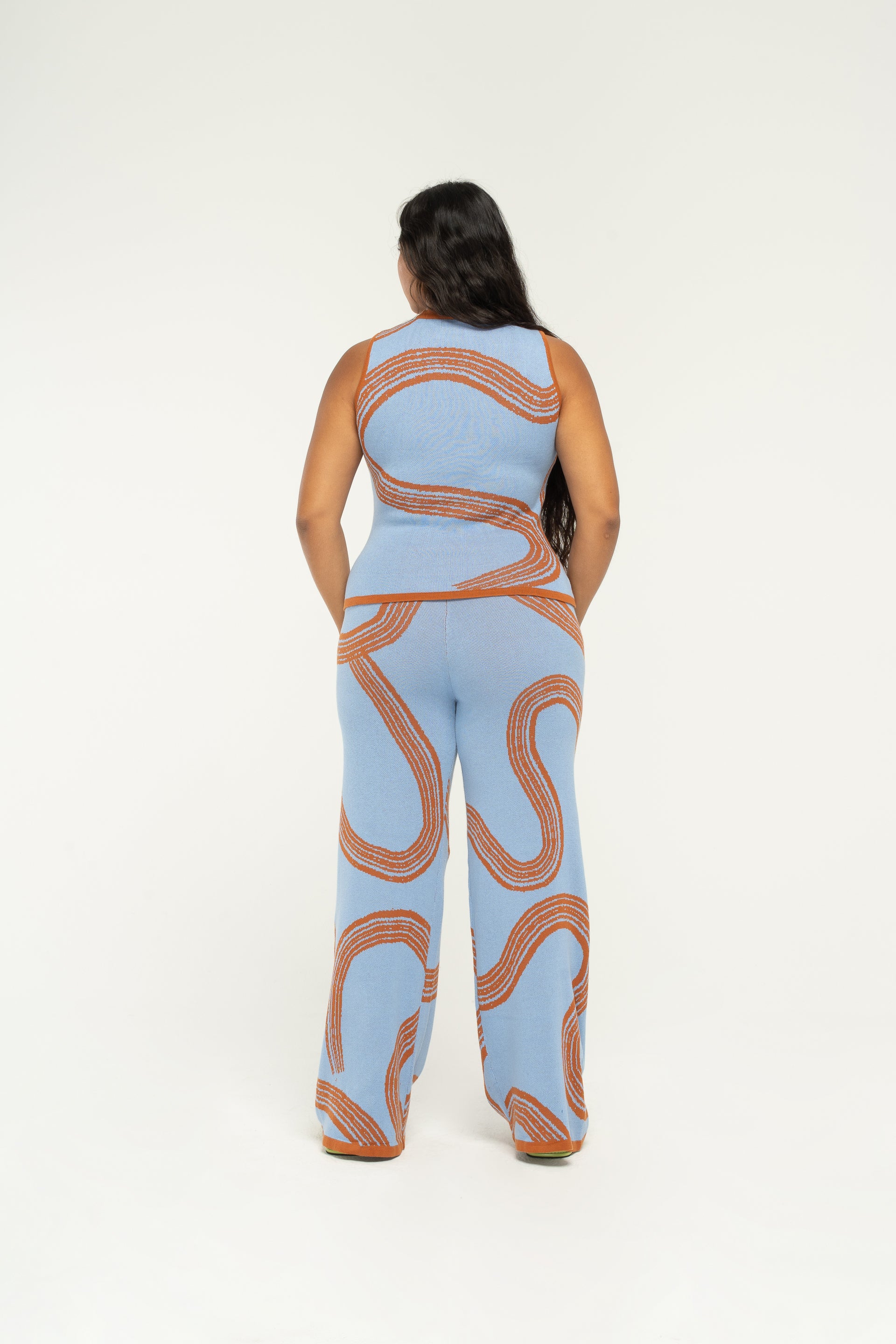 Blue Flux Knitted Long Pants